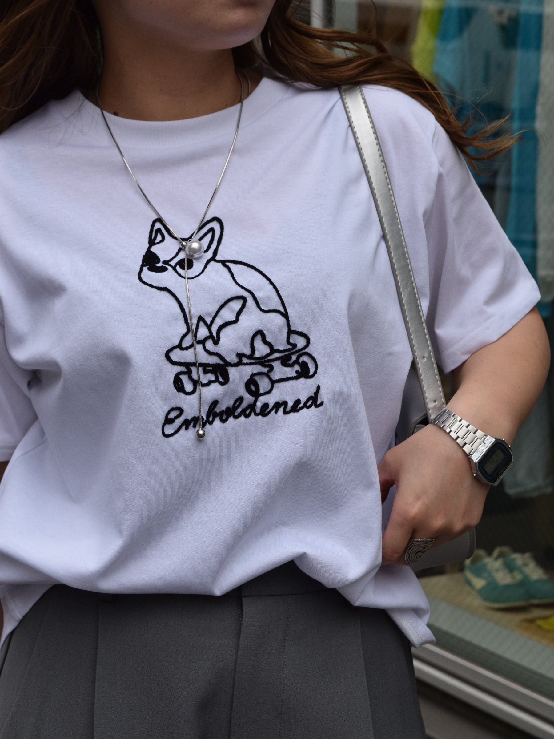 フレンチブルドッグコード刺繍Tシャツ