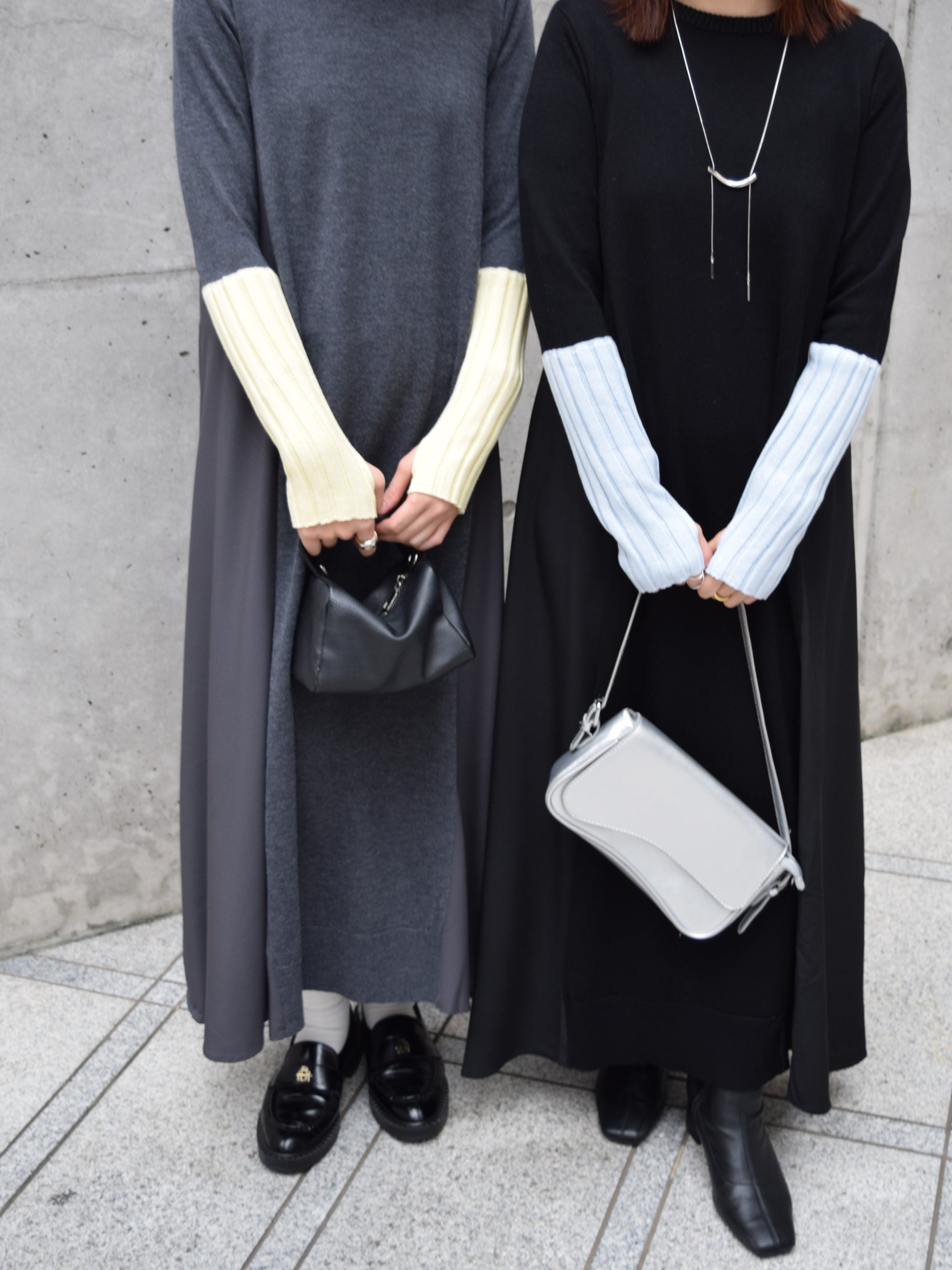 アームウォーマーライク布帛ドッキングワンピース