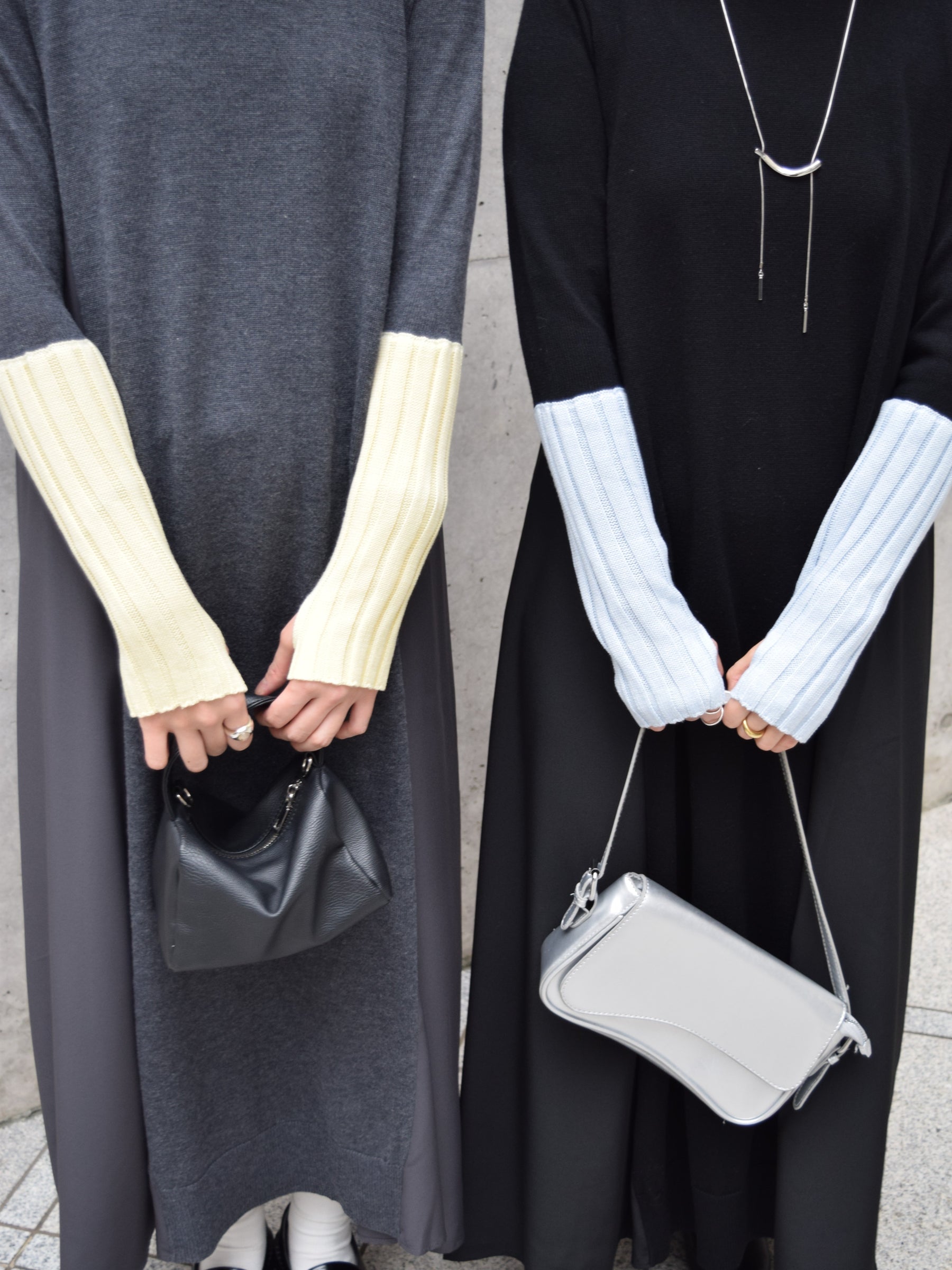 アームウォーマーライク布帛ドッキングワンピース