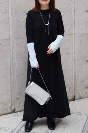 アームウォーマーライク布帛ドッキングワンピース