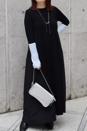 アームウォーマーライク布帛ドッキングワンピース