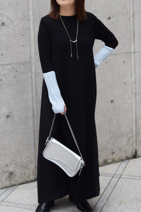 アームウォーマーライク布帛ドッキングワンピース