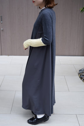 アームウォーマーライク布帛ドッキングワンピース