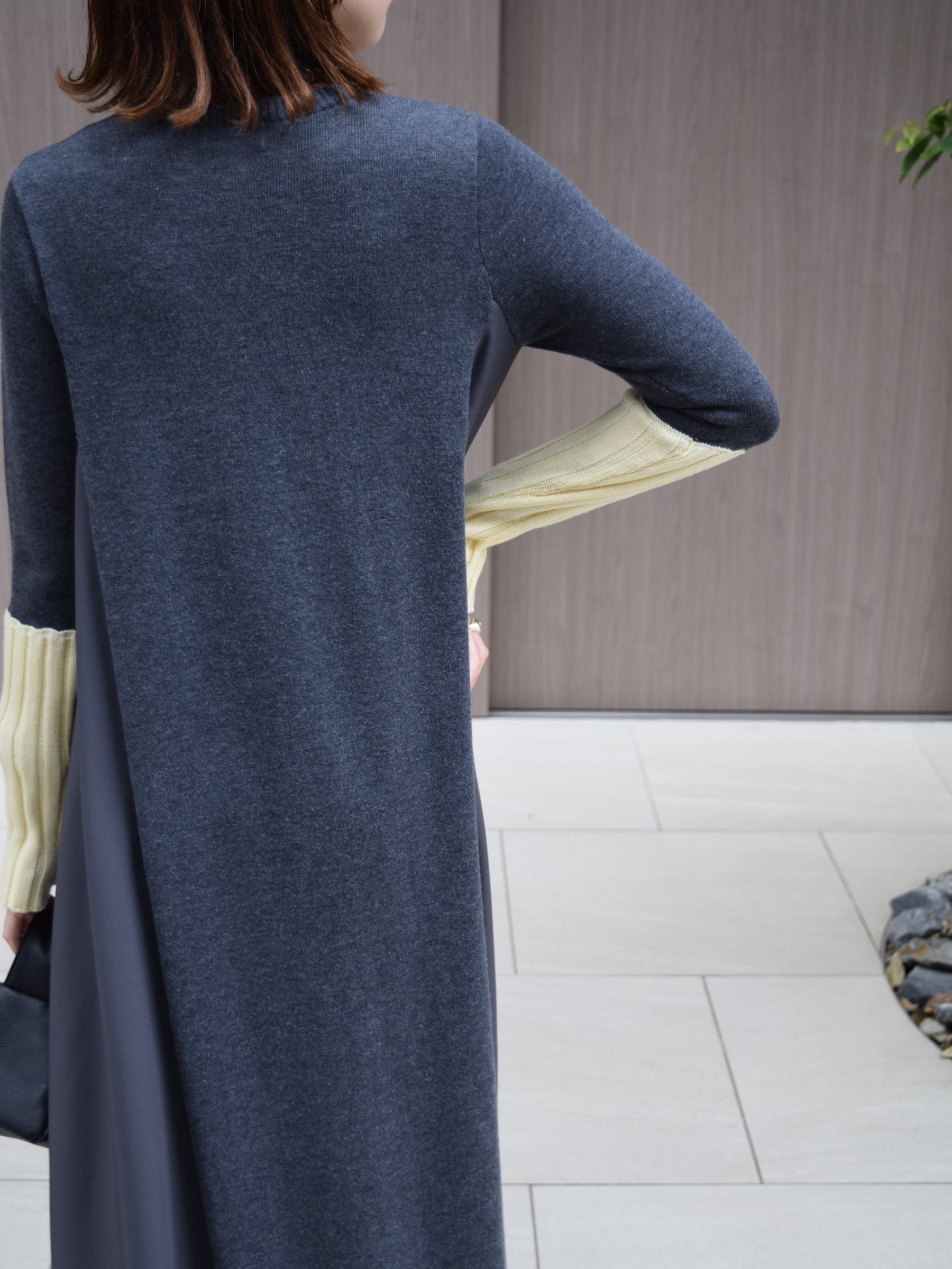 アームウォーマーライク布帛ドッキングワンピース