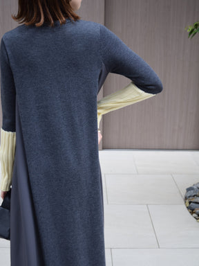 アームウォーマーライク布帛ドッキングワンピース