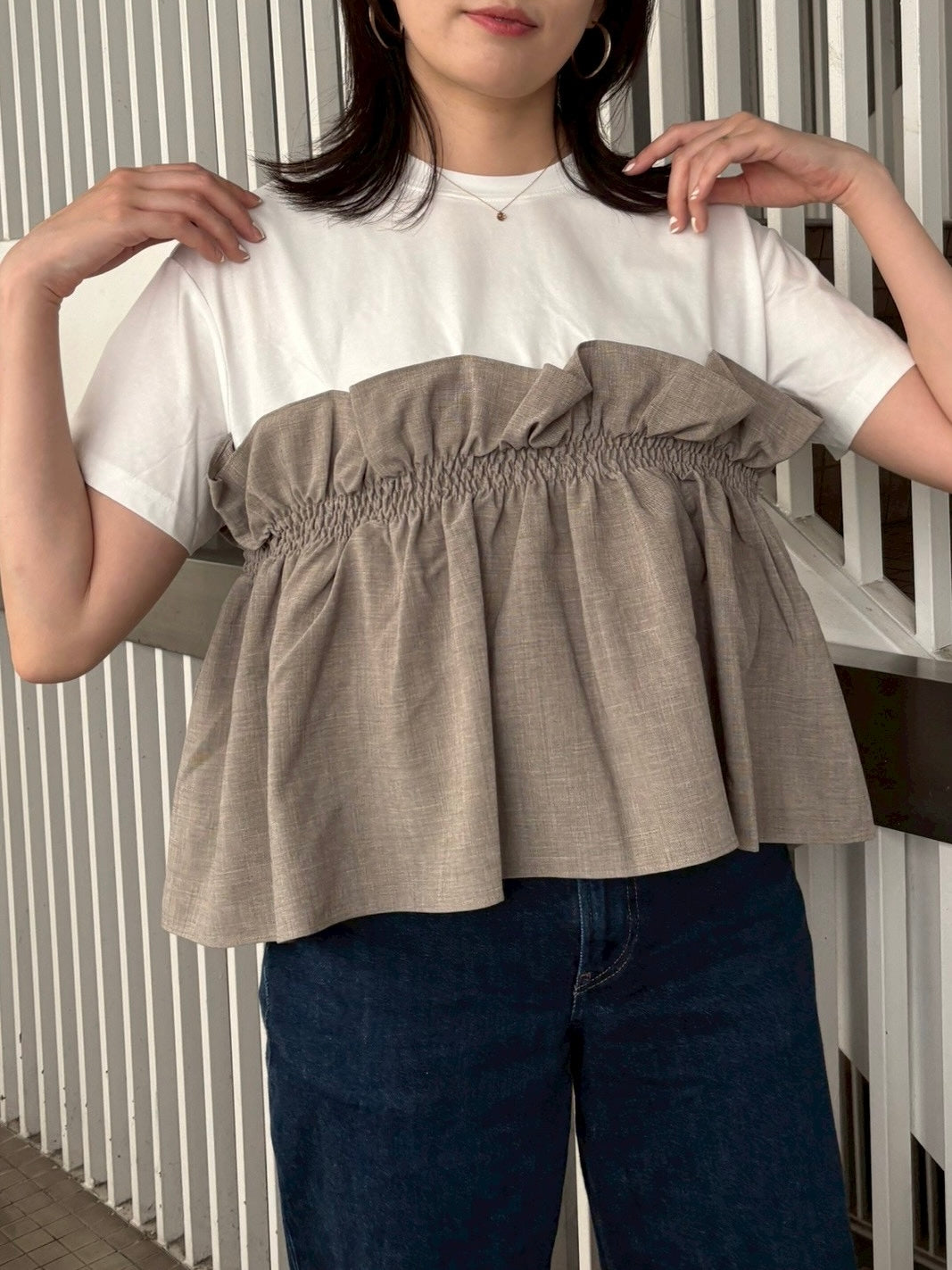 麻ビスチェドッキングTシャツ