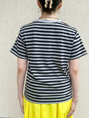 Accountナンバー×ボーダーTシャツ