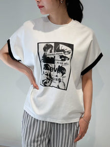 フォトプリント半袖トップス