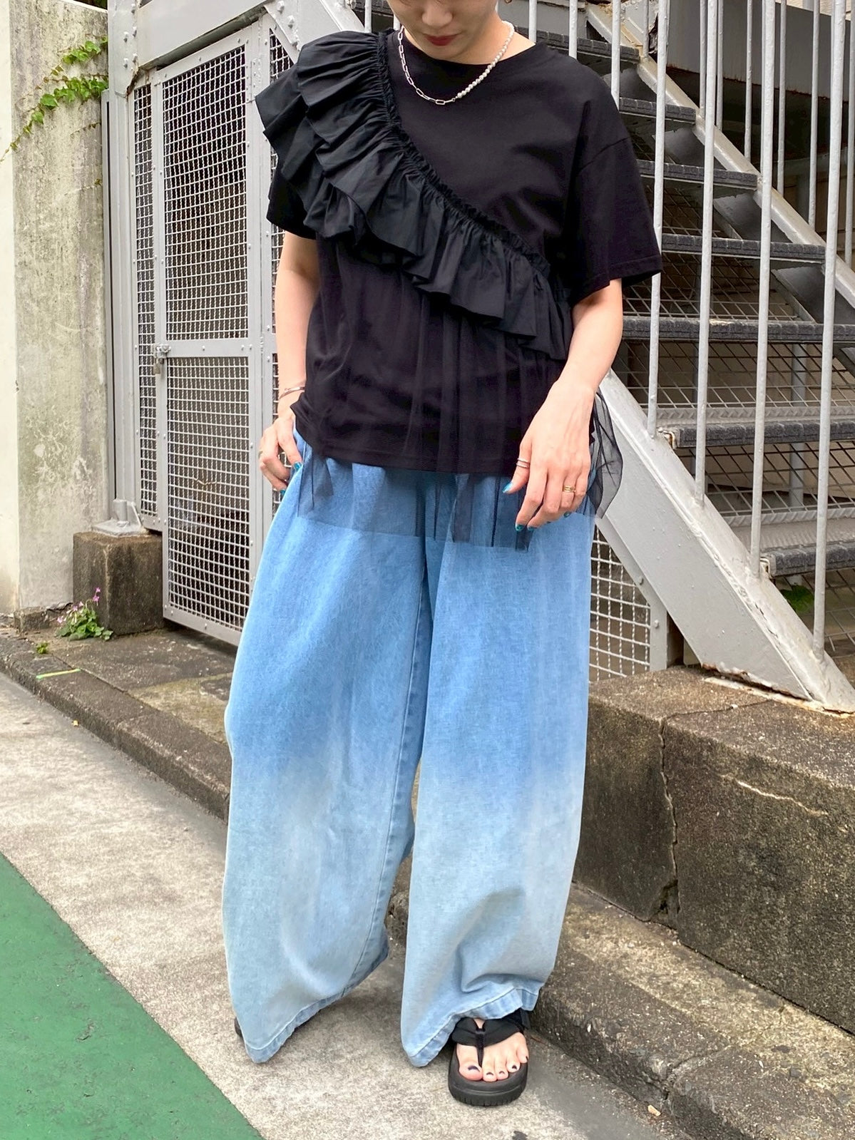 フリルチュールドッキングTシャツ