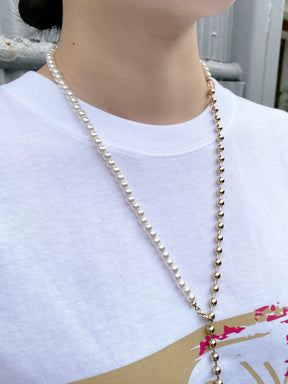 パール×ボールチェーン 5wayネックレス