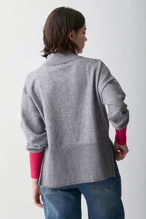 配色袖ニットプルオーバー