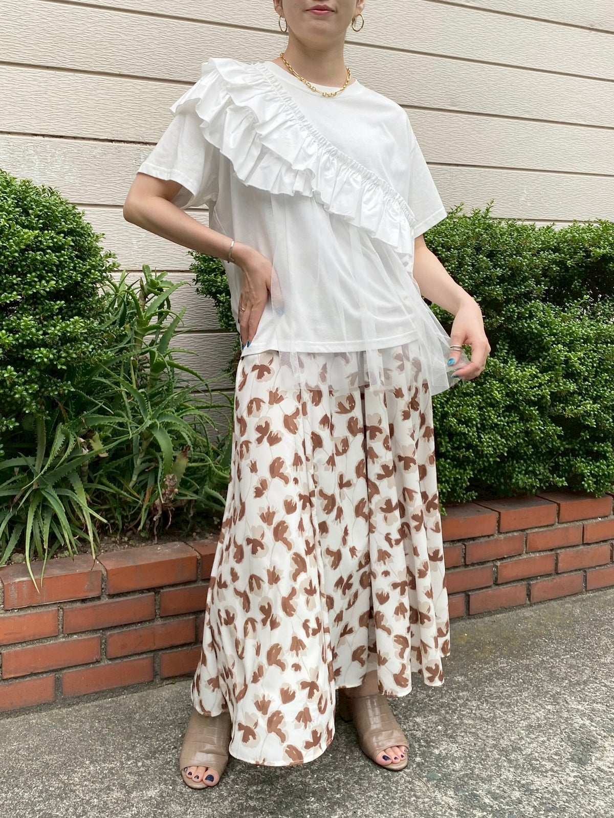 フリルチュールドッキングTシャツ