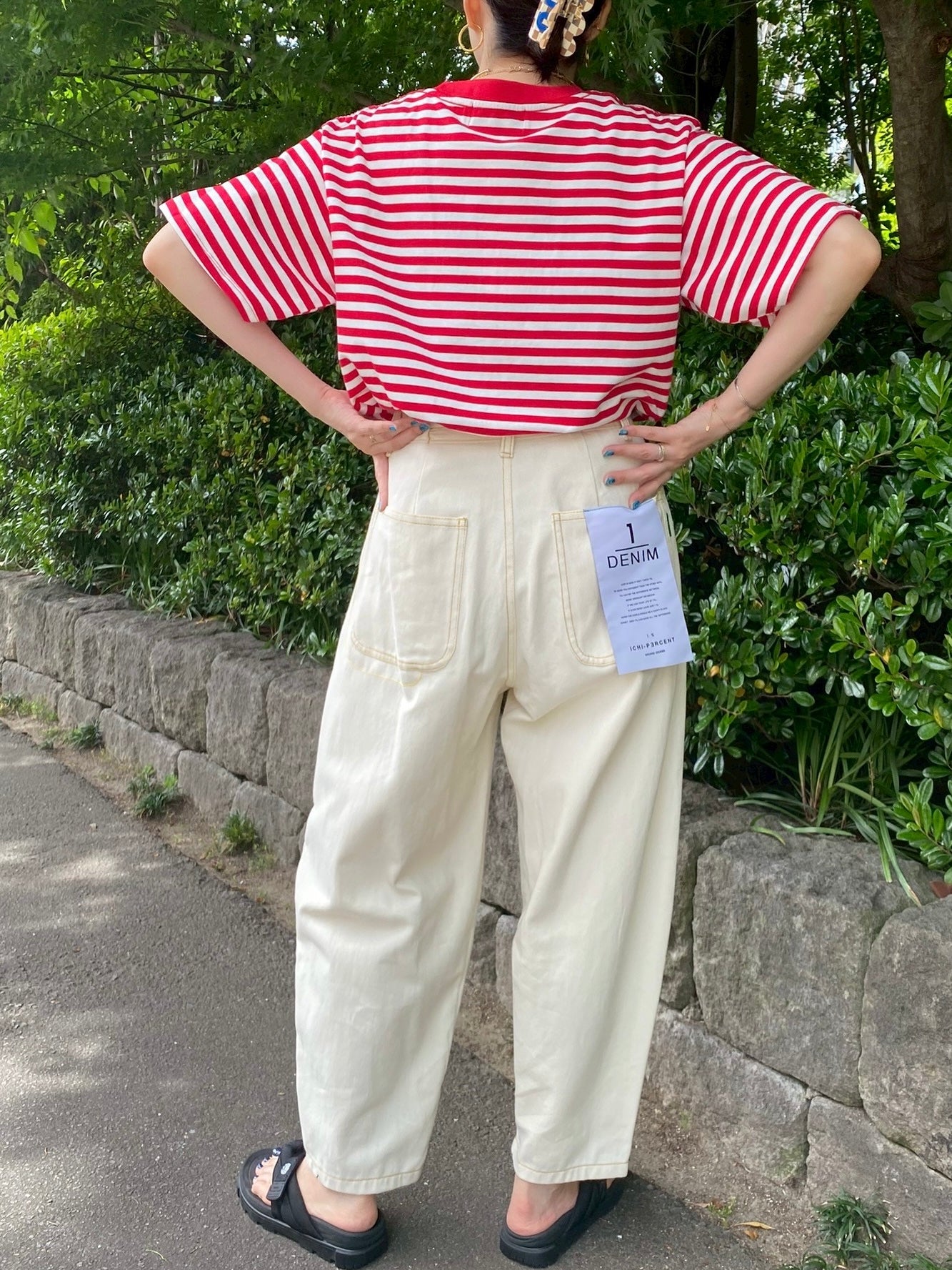Accountナンバー×ボーダーTシャツ