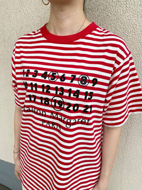 Accountナンバー×ボーダーTシャツ