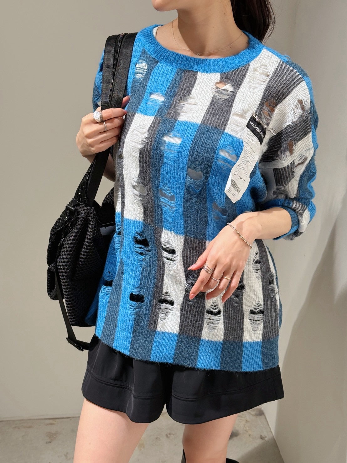 クラッシュ配色ニット