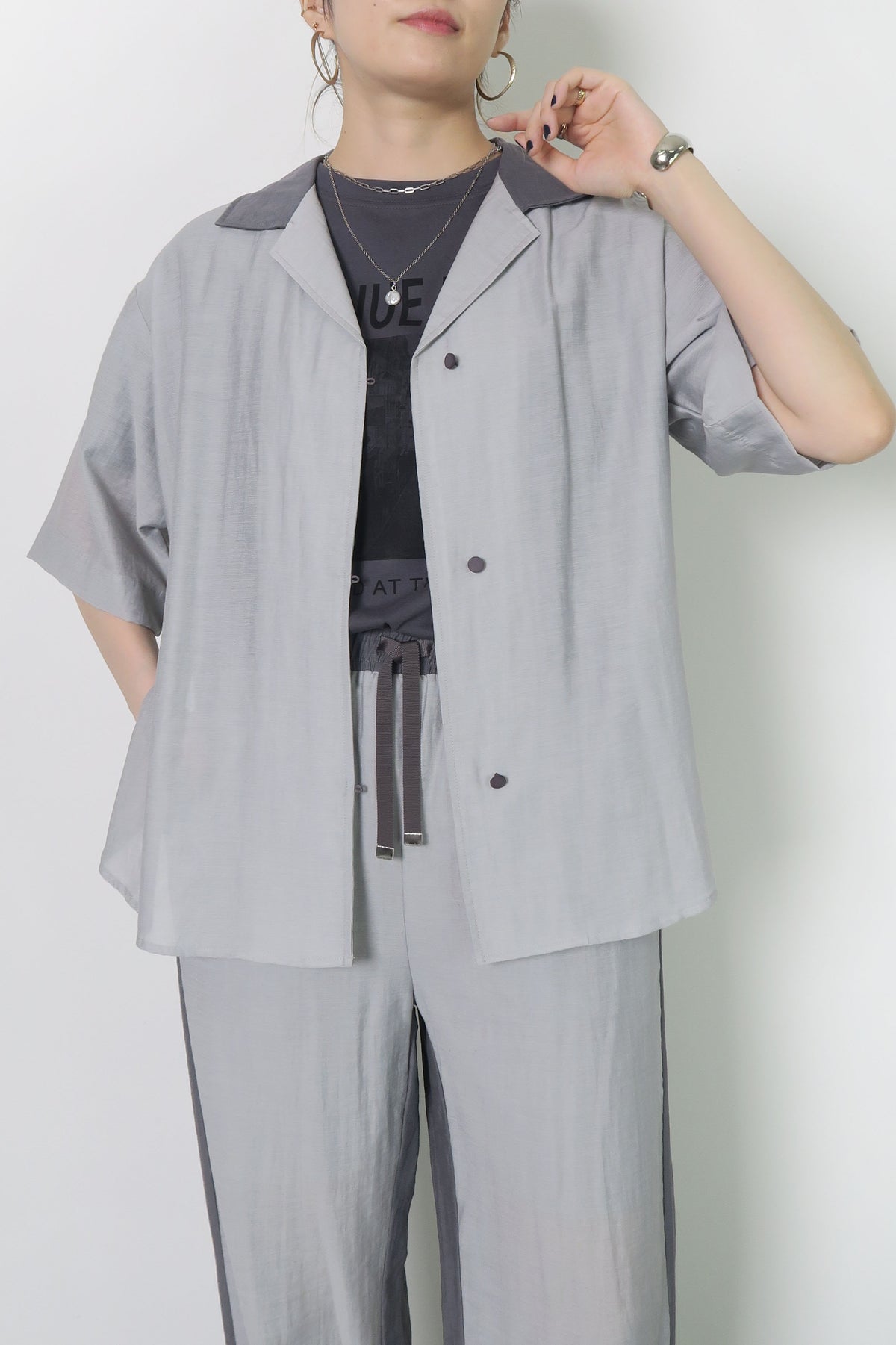 MICALLEMICALLE ( ミカーレミカーレ ) 配色オープンシャツ グレー