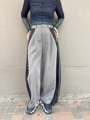レザースイッチングコクーンワイドパンツ | LEATHER SWITCHING COCOON WIDE PANTS