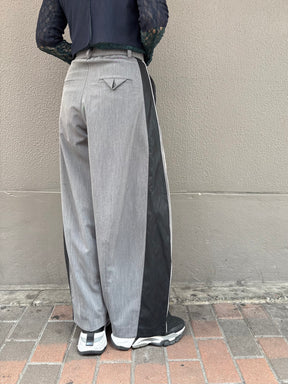 レザースイッチングコクーンワイドパンツ | LEATHER SWITCHING COCOON WIDE PANTS