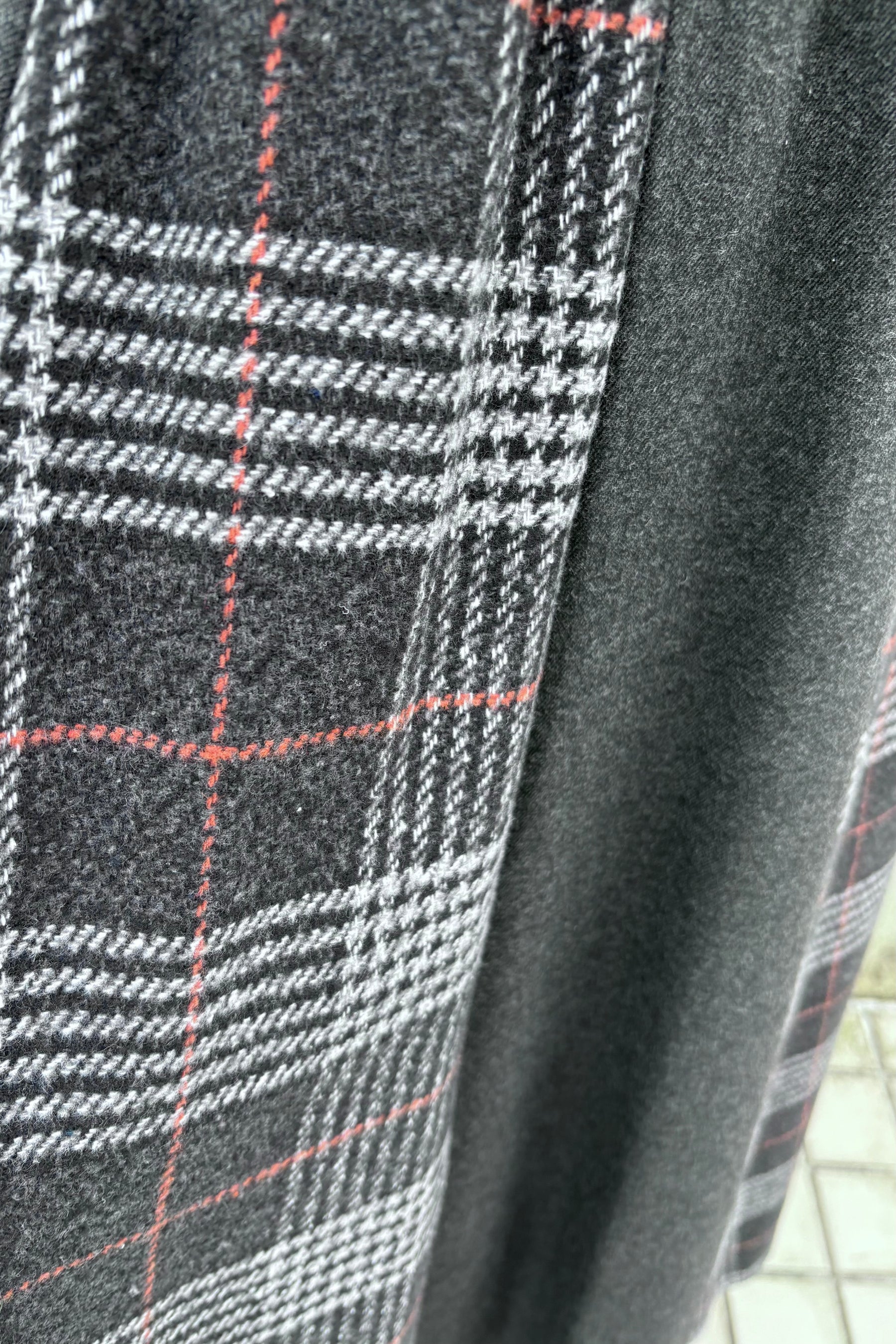 チェック×無地配色スカート