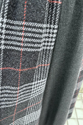 チェック×無地配色スカート