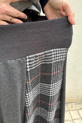 チェック×無地配色スカート