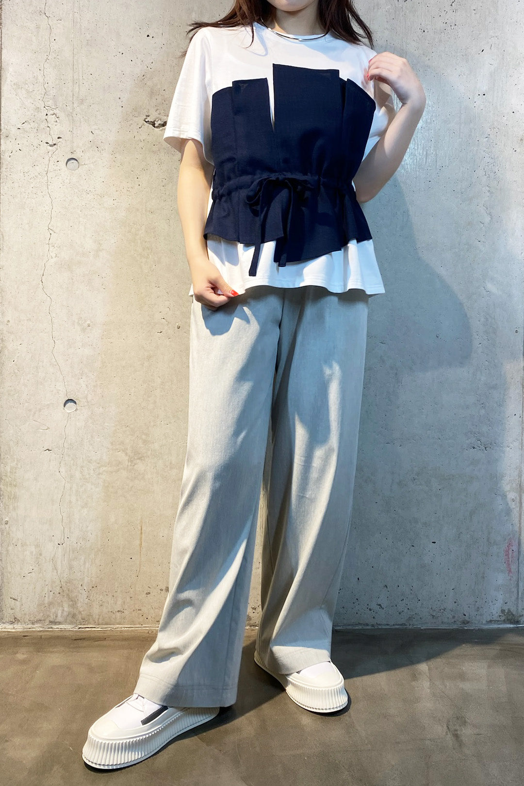 trois(トロワ) アサレチック定番ワイドパンツ T251-87017 ライトグレー
