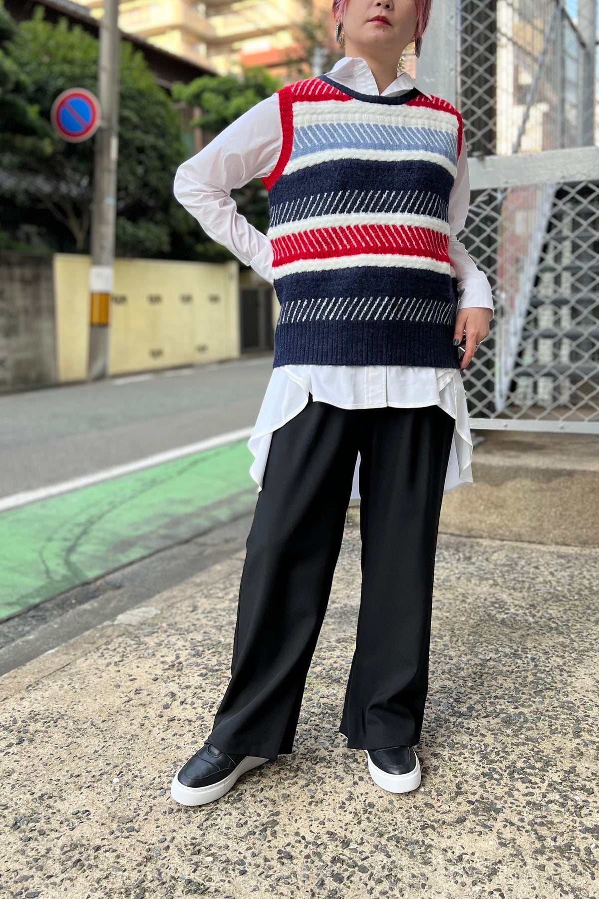 マルチボーダーニットベスト