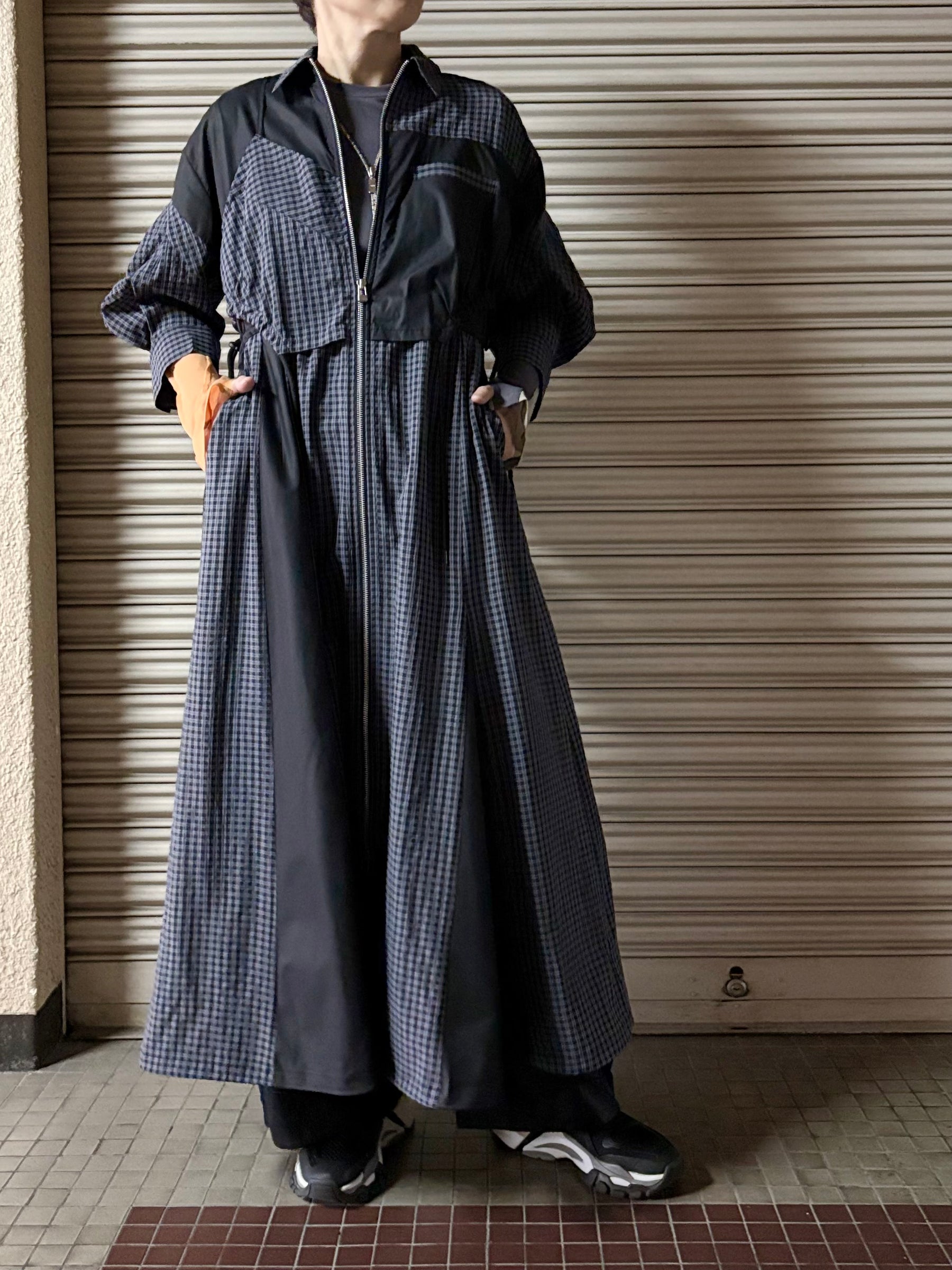 ドローストリングチェックシャツワンピース2 | DRAWSTRING CHECK SHIRT ONE-PIECE 2