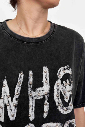 ペイントテキストスタッズTシャツ