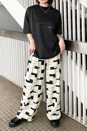 ツイル幾何学セミワイドパンツ