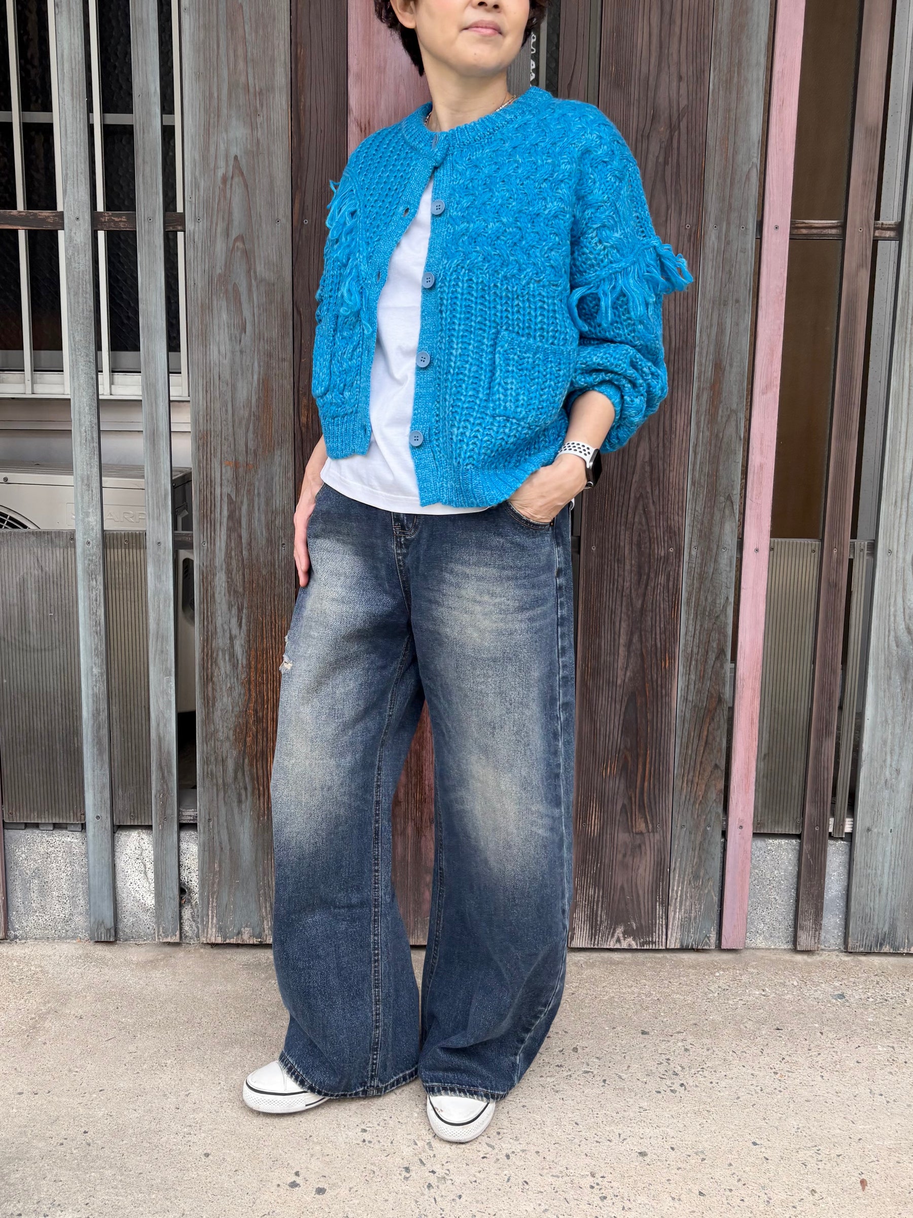 フリンジニットカーディガン