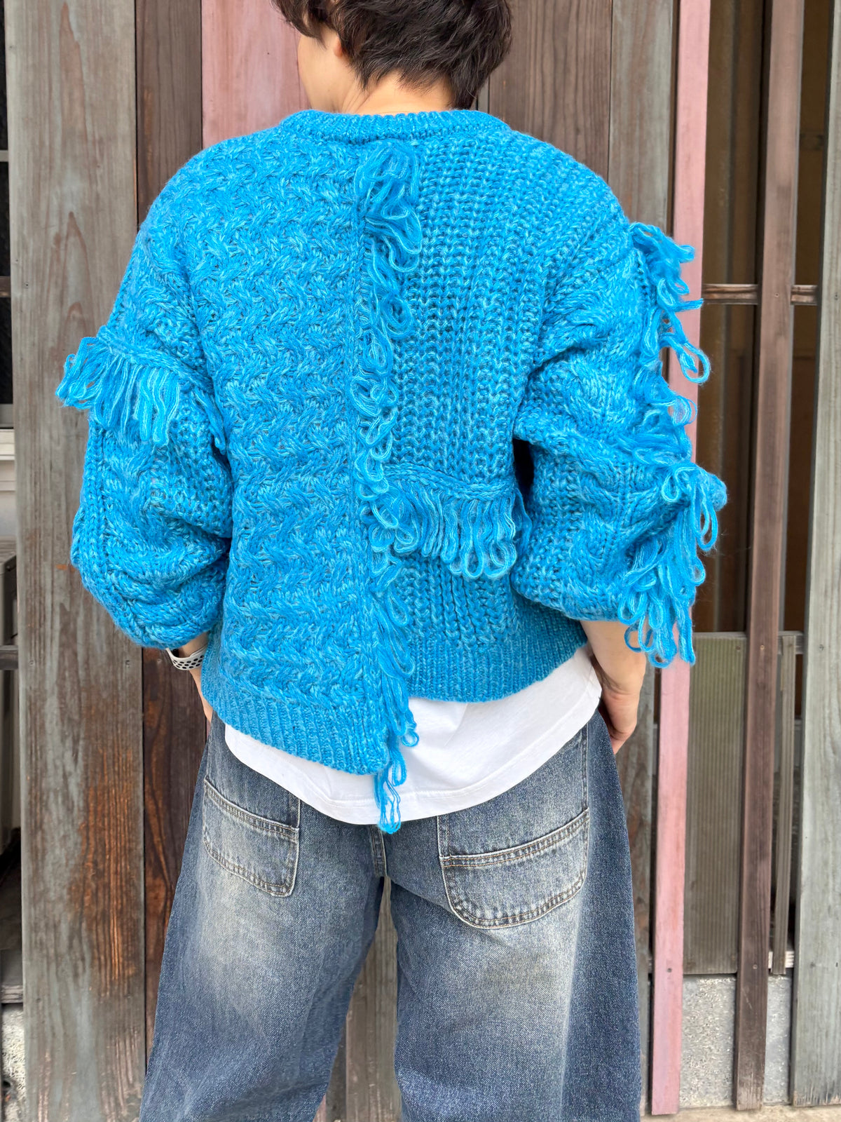 フリンジニットカーディガン