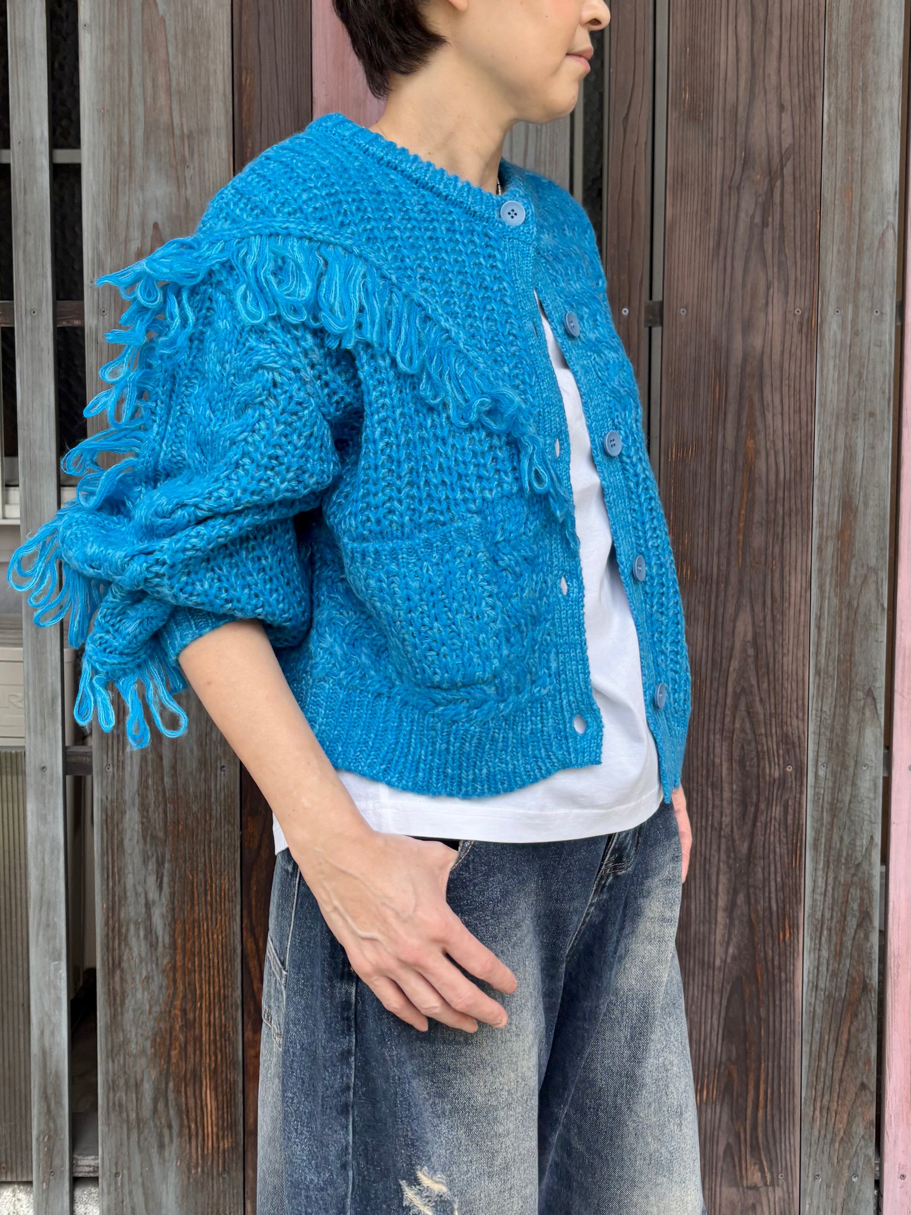 フリンジニットカーディガン