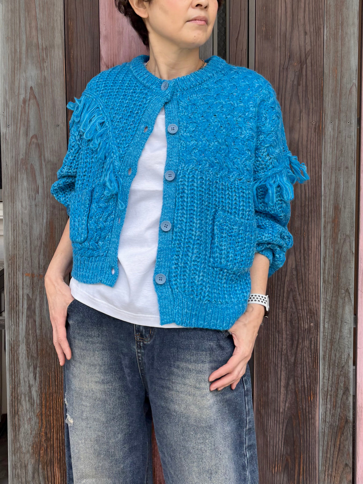 フリンジニットカーディガン