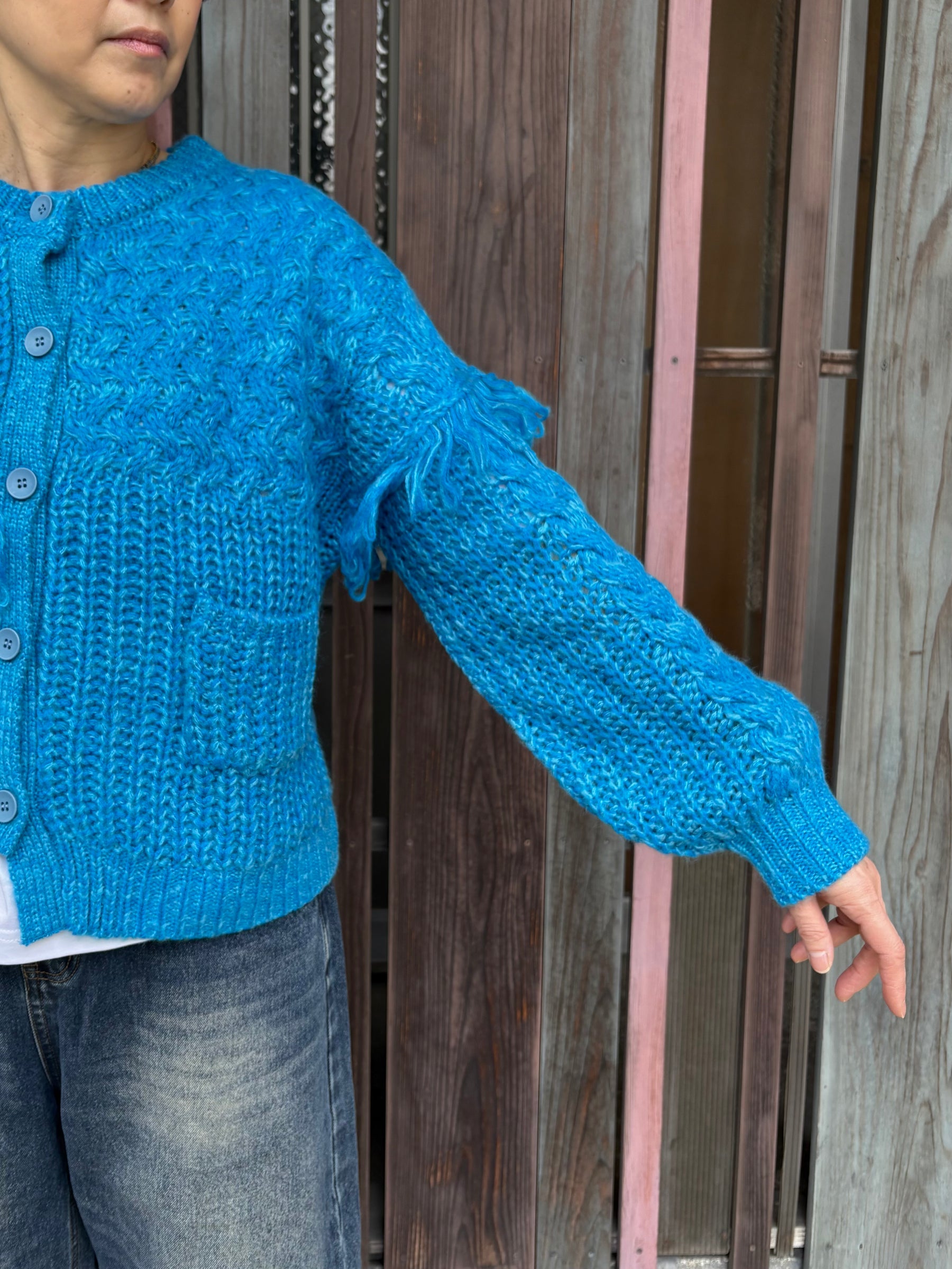 フリンジニットカーディガン