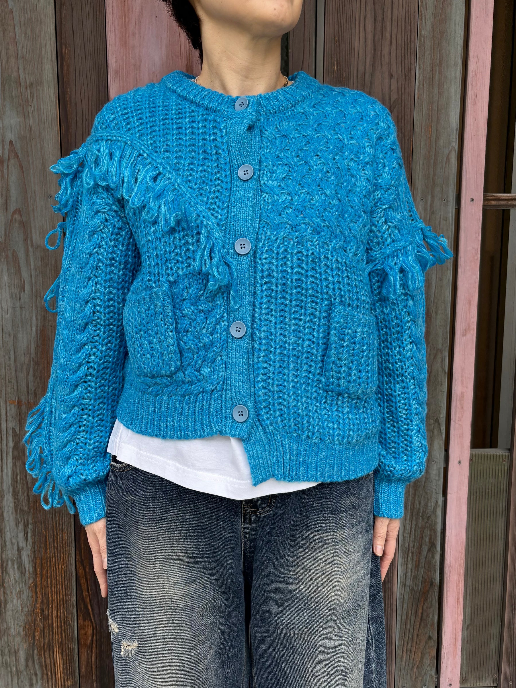 フリンジニットカーディガン