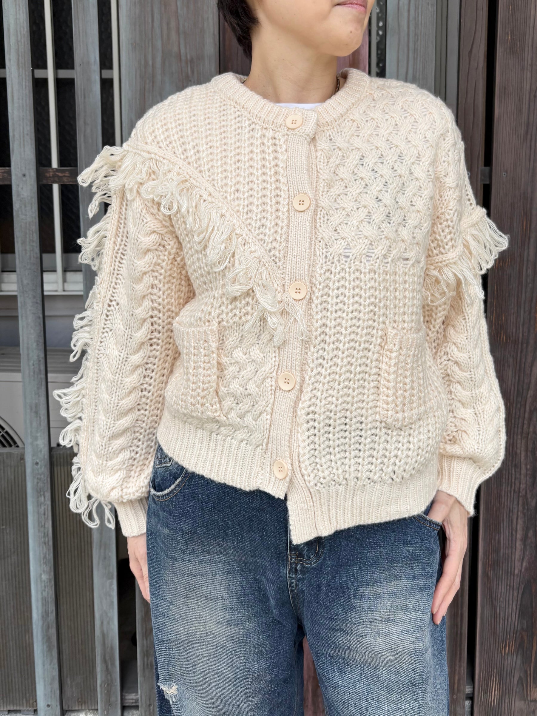 フリンジニットカーディガン