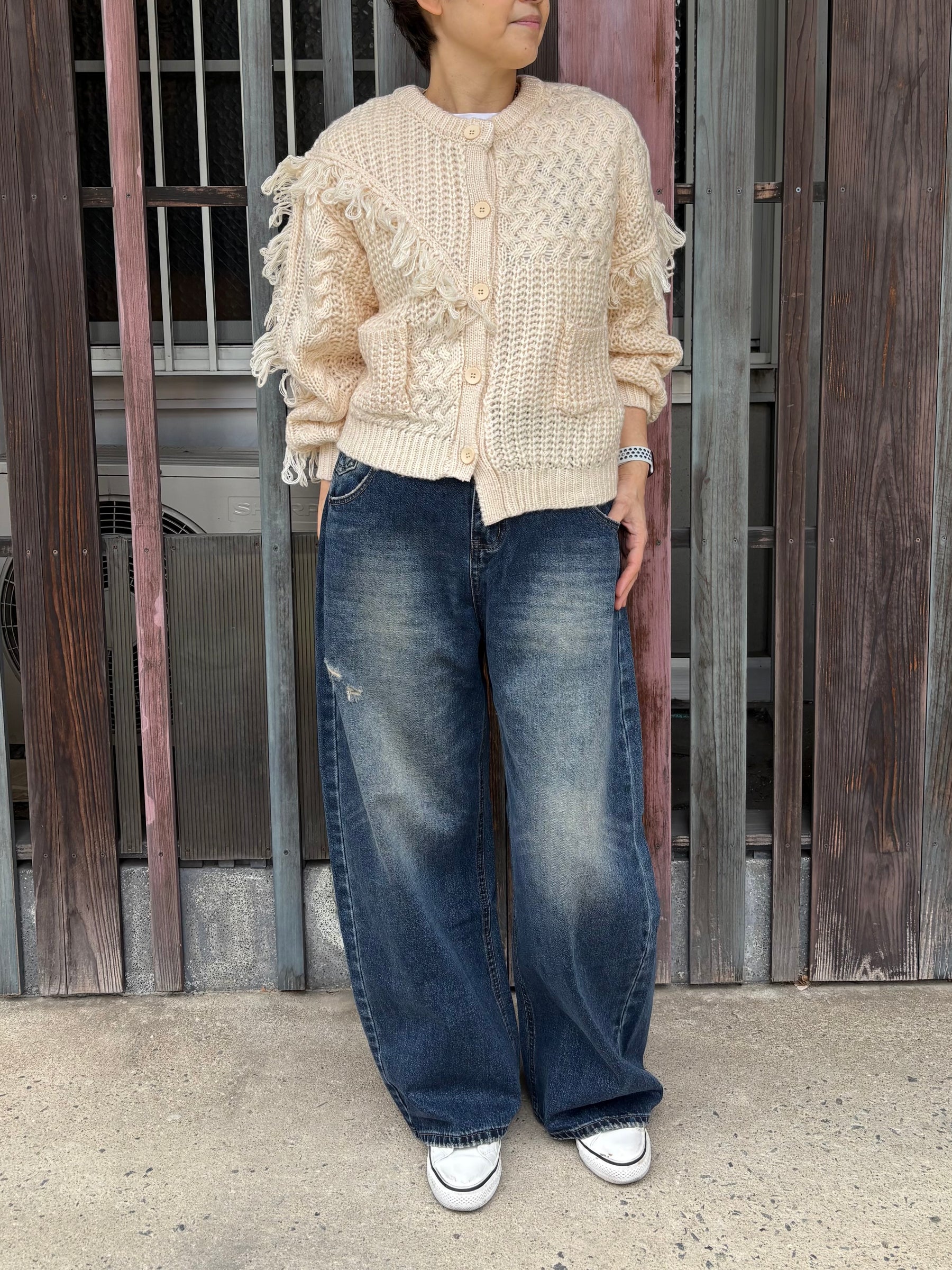 フリンジニットカーディガン