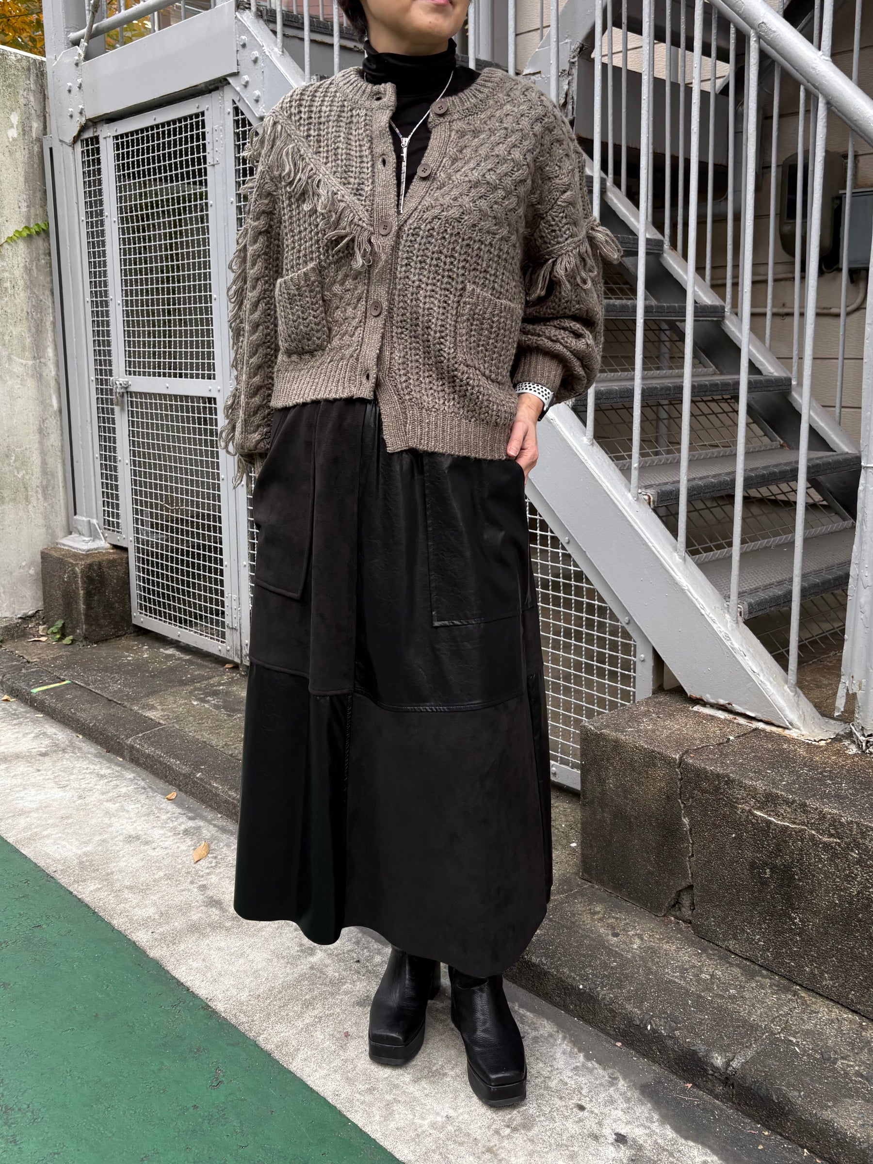 フリンジニットカーディガン
