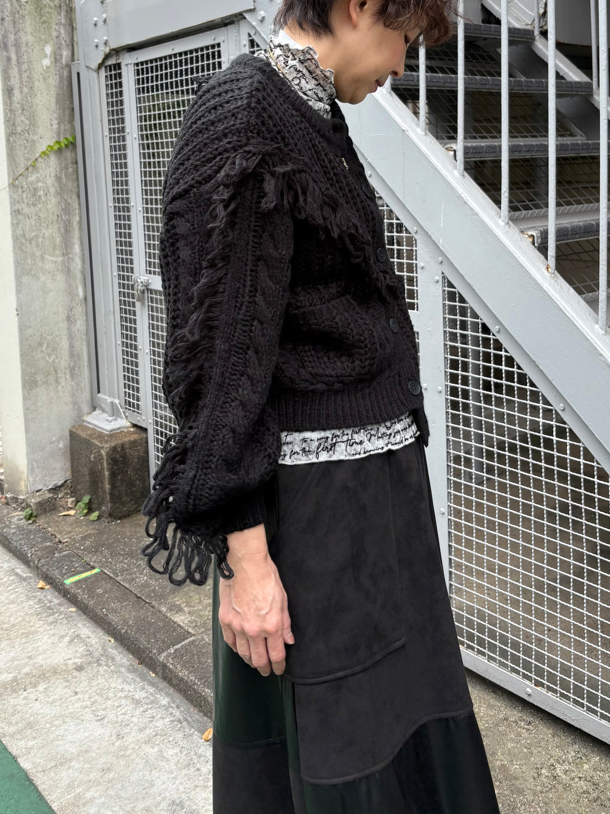 フリンジニットカーディガン