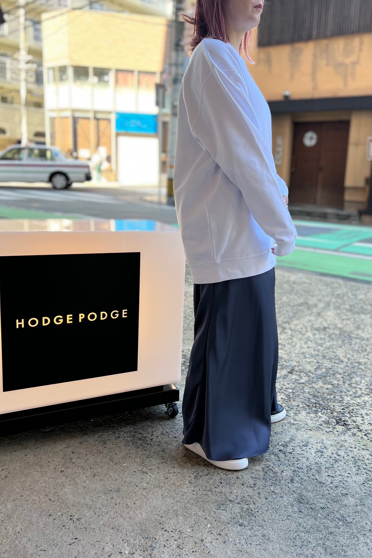 HODGE PODGE (ホッヂポッヂ)ロゴ刺繍スウェット　ホワイト