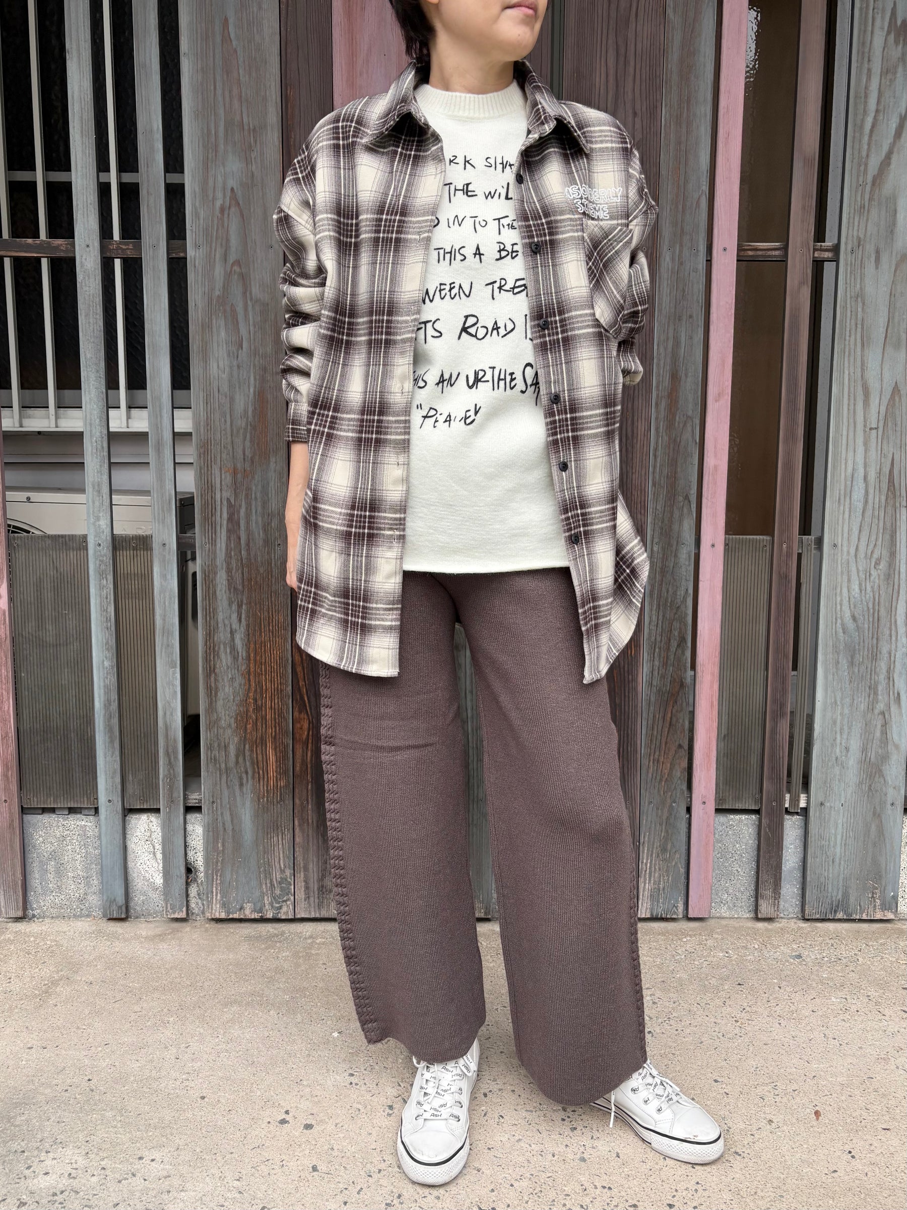 サイドケーブルラインニットパンツ