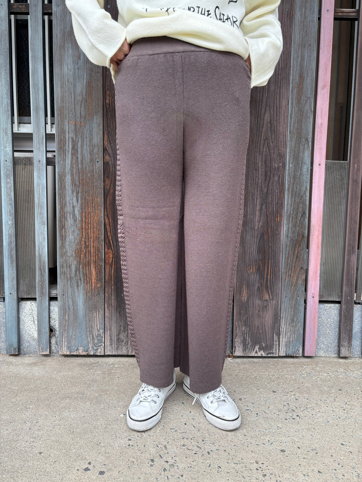 サイドケーブルラインニットパンツ