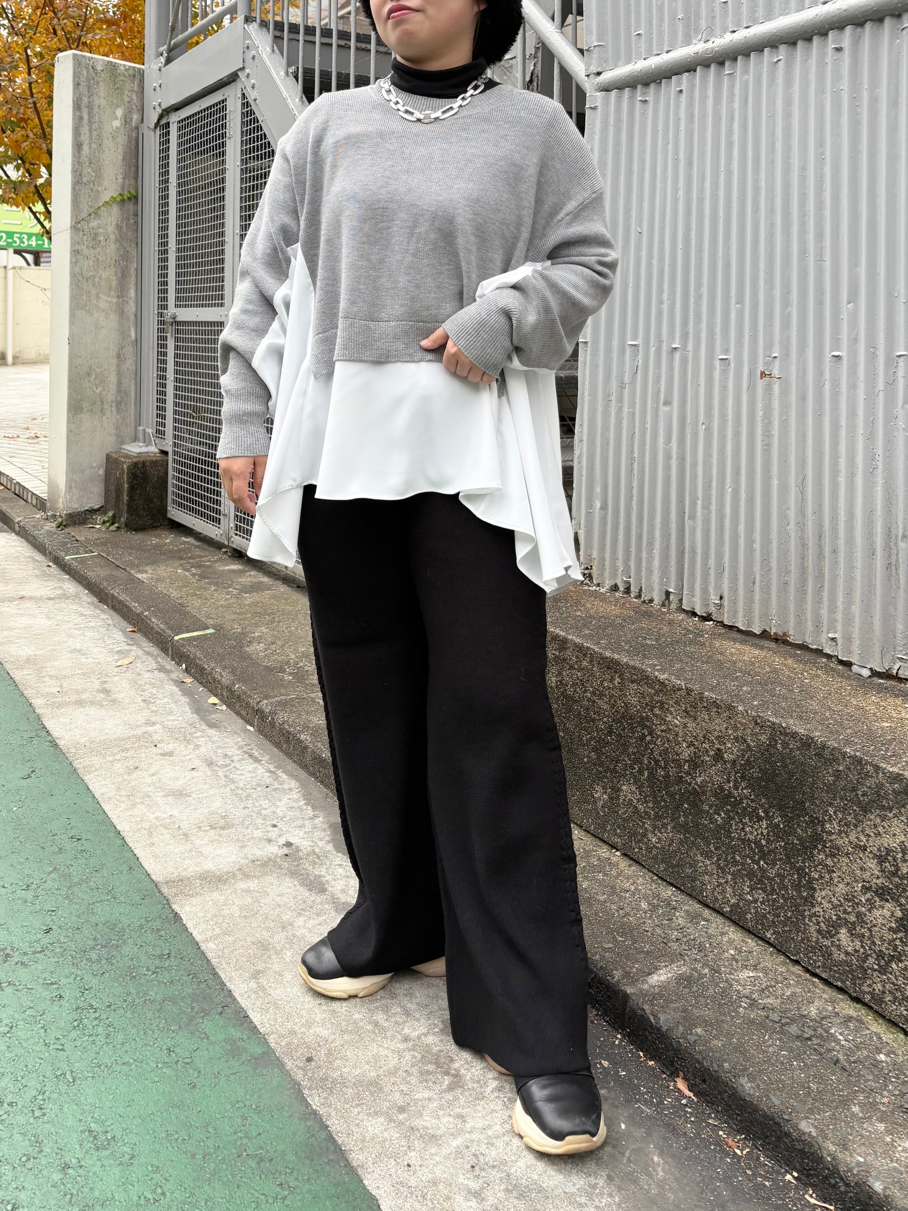 サイドケーブルラインニットパンツ