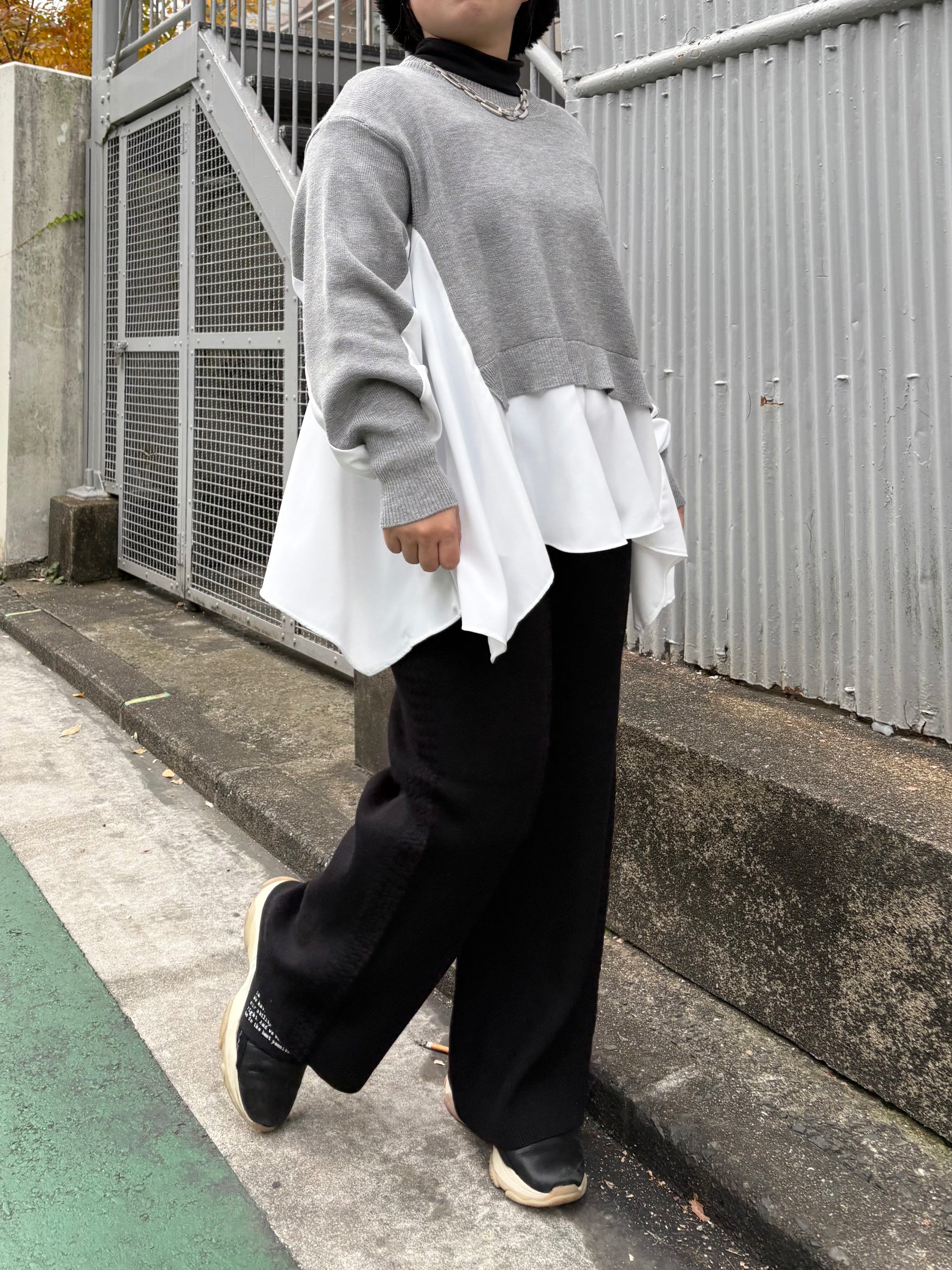 サイドケーブルラインニットパンツ