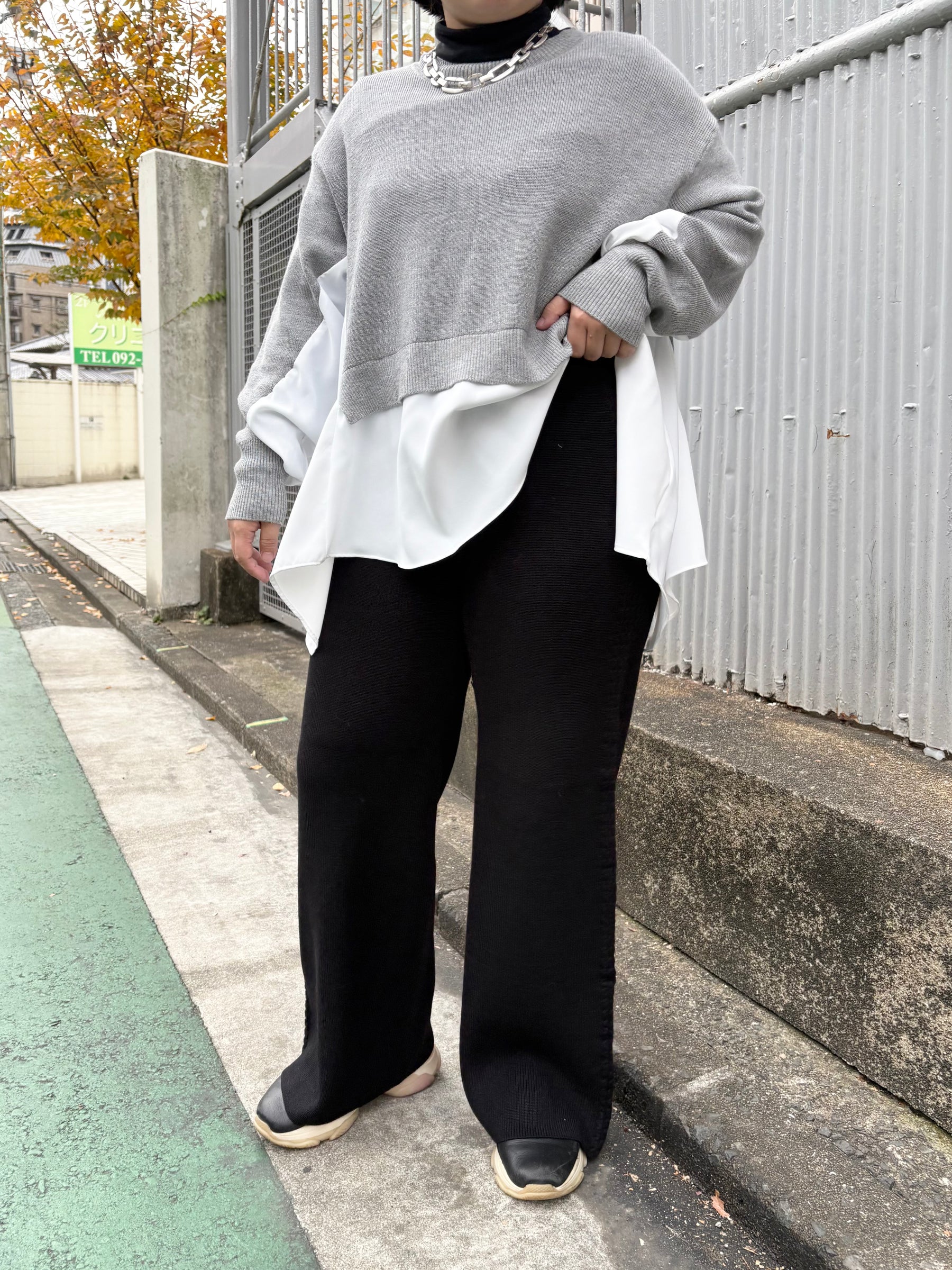 サイドケーブルラインニットパンツ