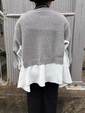 裾フレア異素材ドッキングニット