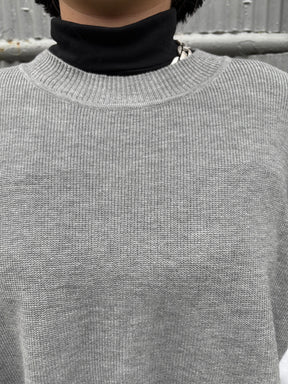 裾フレア異素材ドッキングニット