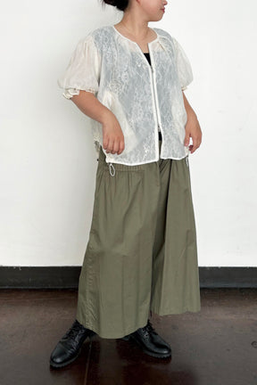 レース×シフォン半袖ブルゾン