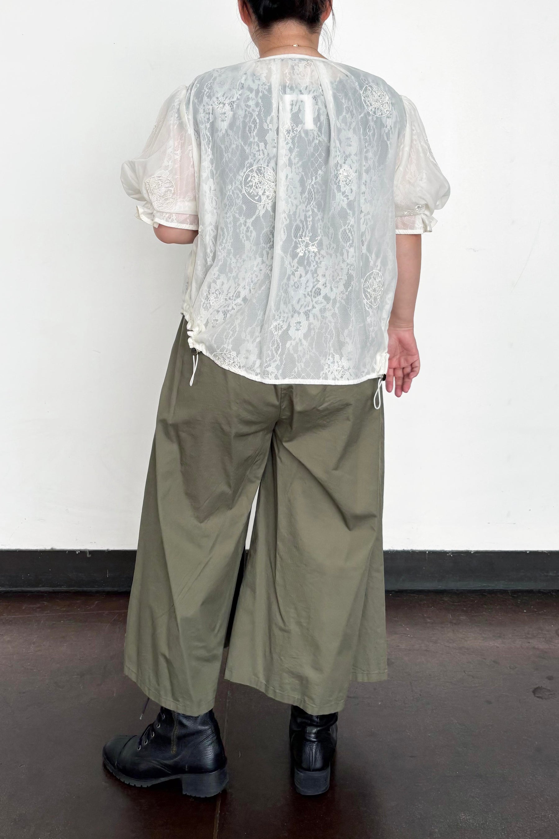 レース×シフォン半袖ブルゾン